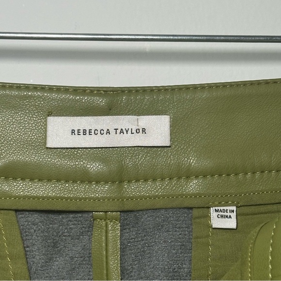 Rebecca Taylor High Waist Olive Faux Leather Shorts Size 4 - Picture 10 of 16